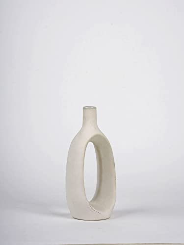Image of Purezento Modern Decorative Kieko Vases for Home Decor | Centerpieces | Office or Living Room with Unique Quality for Home Decor Center Table, Flowers Pot, (White,8 * 6 Inch,Pack of 2), Ceramic
