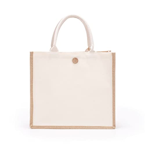Sac fourre-tout en toile de jute avec poignée pour femme, multicolore Cover