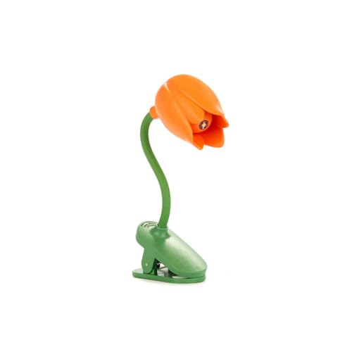 balvi Leselampe Tulip Orange Farbe Flexible Leselampe mit Klemme in Tulpenform zum Lesen im Dunkeln P