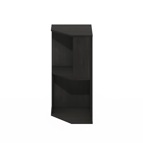 Image of Furinno ECON Corner Shelf, 2-Tier Corner Book Shelf, Standing Storage Shelves, Cube Display Rack, Bookshelf, for Organization and Storage, Living Room, Home Office, Espresso