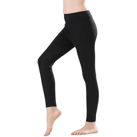 CVVTEE Girls Athletic Leggings High Waist Yoga Pants Dance Running Sports Tights (US, Numeric, 5, Regular, Black) Cover