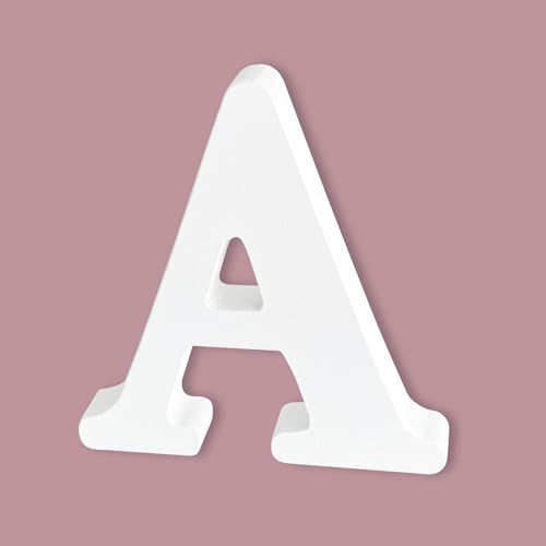 8 Inch Wooden Letters White Wood Letters for Wall Decor Unfinished Alphabet Letters for Crafts Standing Letters Slices Sign Board Decoration Letter A