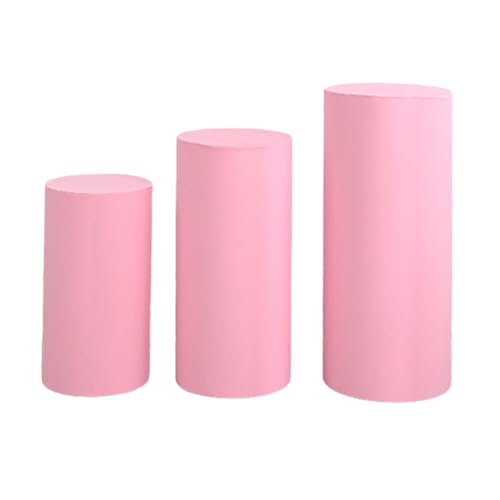 Housses pour colonnes de présentoirs rose clair pour décoration de baptême et baby shower