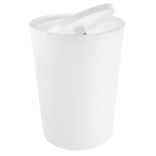 Caneca de basura rectangular blanca con tapa oscilante
