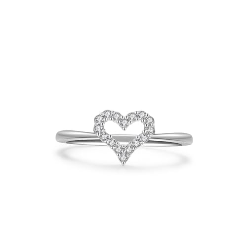 Kokoma Love Heart Engagement Ring for Women 925 Sterling Silver Cubic Zirconia Hollow Heart Promise Rings Wedding Band Statement Fashion Jewelry