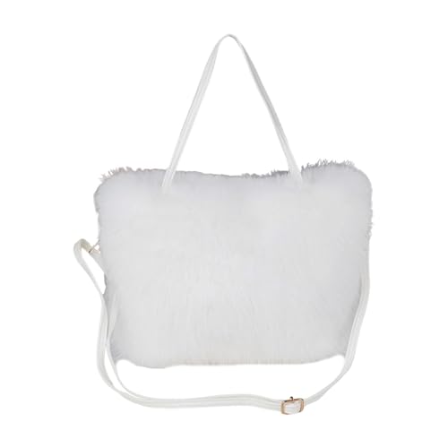 Sac à main peluche blanche grand volume | Sac porté épaule doux et ultra confortable