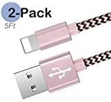 Becaso Nylon Braided iPhone Cable for iPhone 6/6s/6 Plus/6s Plus,iPhone 5/5s,iPhone 7/7 Plus,iOS Devices 2Pack 5 Feet(1.5M)