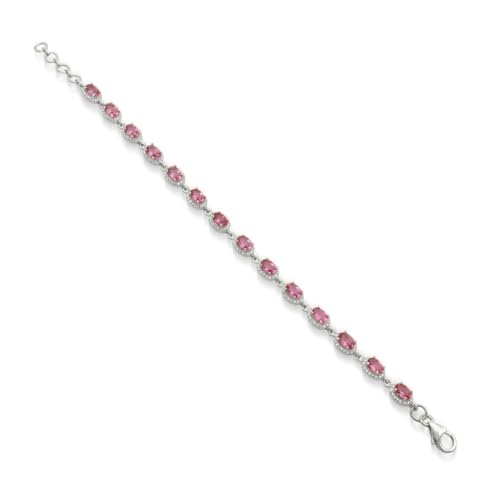Bracelet rivière tourmaline rose et argent 925 de 21,6 cm