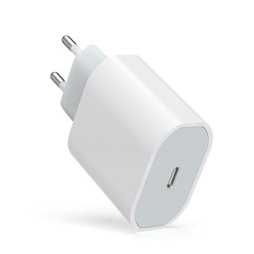 Cargador Rapida iPhone, Certificado MFi Enchufe USB C 25W para iPhone 17/17 Pro/17 Pro Max/16 15 14 13 12 11 Air SE iPad, USBC Carga Rapido Tipo C Cabezal Adaptador Pared Cargado Corriente Charger