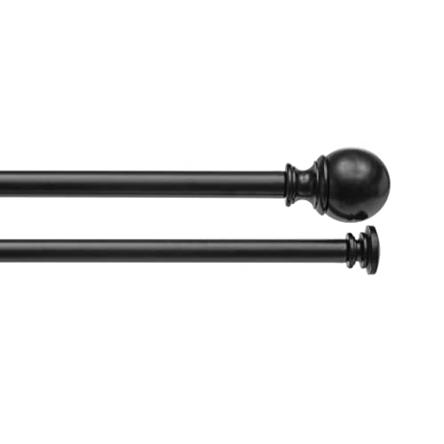 Amazon Basics 1-Inch Double Extendable Curtain Rods With Round Finials Set, 72 To 144 Inch, Black #TOP3