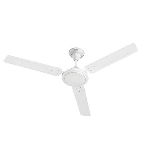 Image of Intex Aero Silk 1200MM Ceiling Fan 3 Blade 380 RPM | High Speed Motor 210 CMM | Air Delivery 50W Low Power Double Ball Bearing | Rust Proof Body 3 Speed Control 24 Month Warranty (White)