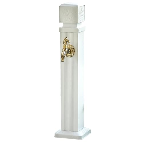 QSNYJPL Grifo Jardin, Fuentes de Jardines Exteriores a Prueba de Congelación, Fuente de Agua Decorativa Independiente Blanca con Grifo de Doble Salida(114cm/45in)