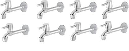 SPAZIO Stainless Steel Turbo Collection Long Body Bib Cock Tap Bathroom Tap Foam Flow Water with Wall Flange Chrome Plated, Brass Disc, Pack of 8 (B097933QMD) Amazon Price History, Amazon Price Tracker