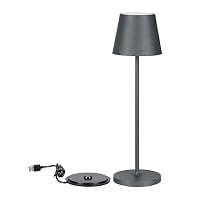 V-TAC Lampada da Tavolo senza Fili LED Dimmerabile con Comandi Touch – Lampada Nera Wireless 3W per Uso Interno ed Esterno IP54 da Casa o Ristorante – Batteria 4400 mAh – Luce