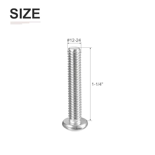 DTGN #12-24x1-1/4" Pan Head Machine Screws, 50Pcs 304 Stainless Steel, Phillips Drive, UNC Full Thread, Bright Finish, Screws Bolts Kit - Image 2