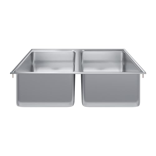 Image of Stainless Steel 2 Compartment Drop-In Sink. Bowl 16 in. x 20 in. x 12 in. No Faucet