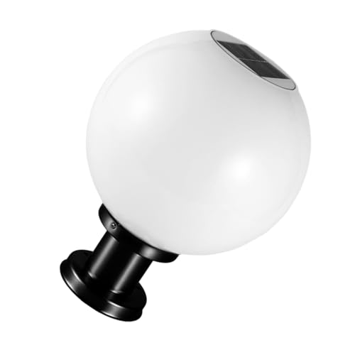 TOBBOMEY Lampada Solare da Esterno con Sfera Illuminazione LED Posta su Base Nera per Giardino Vialetti Recinzioni e Verande Rilevatore Crepuscolare Automatica per Sicurezza e Decorazione
