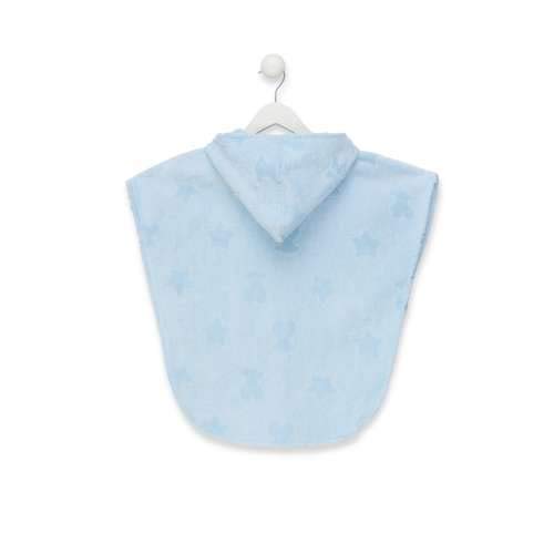 TOUS BABY - Poncho con Capucha de Rizo para tu bebé. Color Celeste (Talla M/de 2 a 3 años)