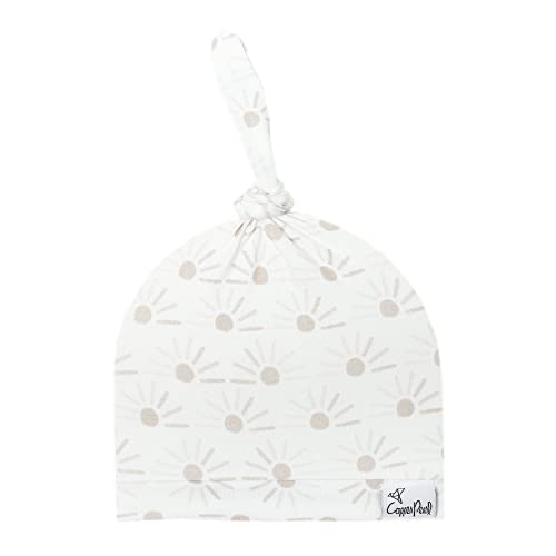 Image of Copper Pearl Baby Beanie Hat Top Knot Stretchy Soft Shine