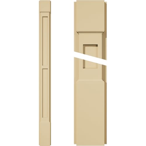 Signature Urethane Two Equal Flat Panel Pilaster w/Standard Capital & Base, 5"W x 60"H x 2"P (Pair), Base Can Be Trimmed Up to 6 5/8", High Density Milled Urethane, Factory Primed Tan, Sold As Pair