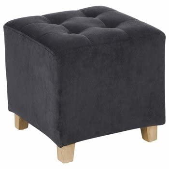 Image of Pouffes Bench Seating Stool for Living Room Office Patio Kitchen Bench Puffy Wooden Mudda Ottoman Stools Set of 2 Footrest Stool Pouf.(Black)