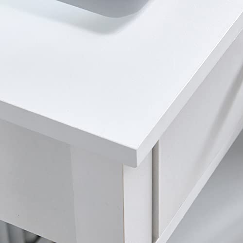 nozama White Console Table with Shelf and Drawers Modern Entryway Table Wooden Hallway Table Bedroom Console Side Table