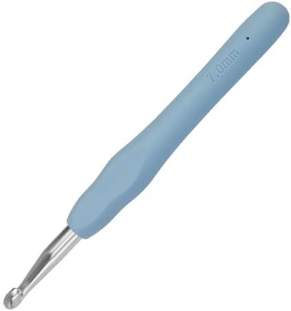 Premium Crochet Hooks Set – Stainless Steel Soft-Grip Crochet Tool Kit for Crafting Plush Toys, 7mm Blue Knitting Needles Included