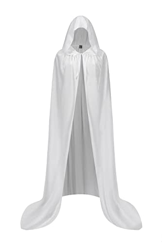 Regenboog 59inch White Velvet Cape with Hood, Full Length Cloak for Adult Christmas & Halloween Costume, Masquerade - Image 2