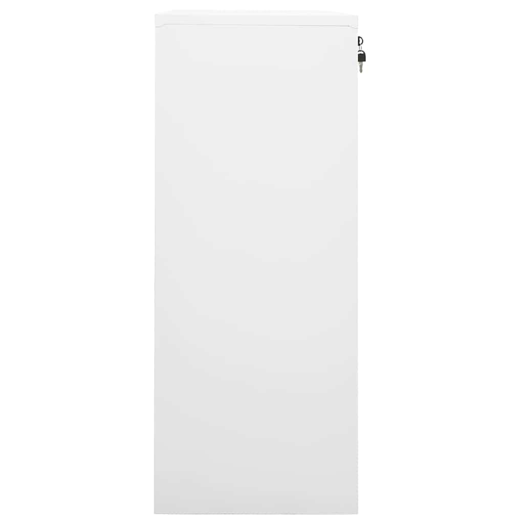 Biała szafka biurowa ze stali 90 x 40 x 102 cm z 2 wkładanymi półkami o regulowanej wysokości, zamykanymi szufladami, klamką i zamkiem do biura, warsztatu, piwnicy, gospodarstwa domowego