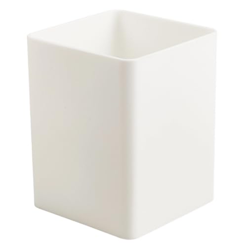 Image of CRASPIRE White Pen Holders Plastic Pencil Cups Square Waterproof Cuboid Cosmetic Makeup Brush Small Stationery Container Holder Box Case for Office School Home Desk Makeup Brush Pen Pencil Storage