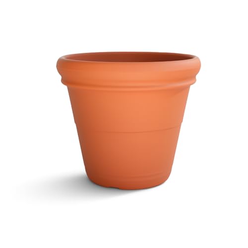 Monacis | Pot de Fleurs Classique en Résine pour Intérieur et Extérieur, Modèle Doppiobordo Lisse, Résistant aux Intempéries (Terre Cuite, Ø 45 X 36H)