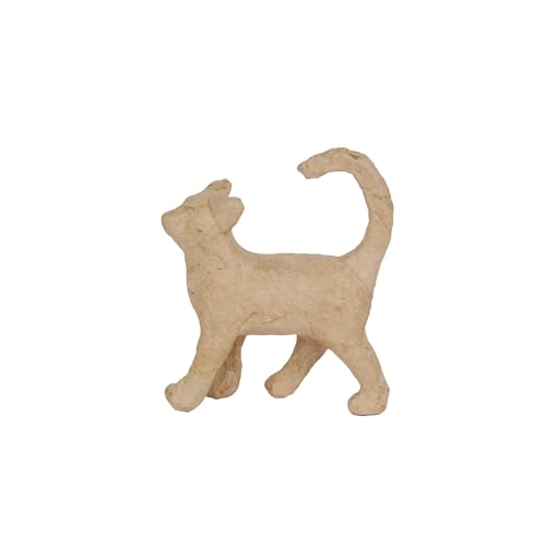 Décopatch AP583Opack - Packung 5 Träger zum Verzieren, aus Pappmaché, gehende Katze - Kater - Kätzchen, 11x3,5x12 cm, Kraftbraun, 1 Pack