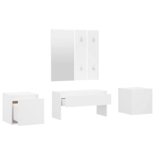 Meuble de couloir blanc avec siège pour optimiser votre espace - 5