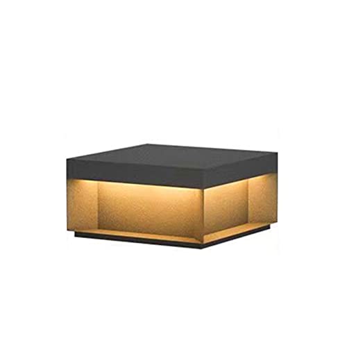 Farol Pie Sobremuro Exterior Lámparas de poste cuadradas for exterior Lámpara de Pilar Inoxidable Impermeable Moderno LED Valla Cubierta Cap Luz Linterna Patio Calle Puerta Estigma Jardín Decoración(S