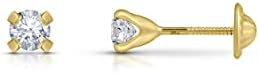 Amberta Allure Women 9 Ct Yellow Gold Cubic Zirconia Stud Earrings
