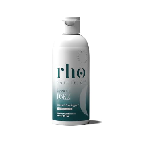 Rho Nutrition Liposomal D3K2 Ultra High Absorption Liquid Vitamins D3 and K2 Supplement Supports Immune System & Overall Health; Supports Strong Bones & Muscles and a Healthy Heart