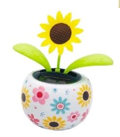 1Pc Sunflower Solar Dancing Decor for Car, Solar Decors,Solar Powered Swinging Animated Dancer Decor Office Desk Car, Funny Ornaments, Solar Power Kits,Learning and Education