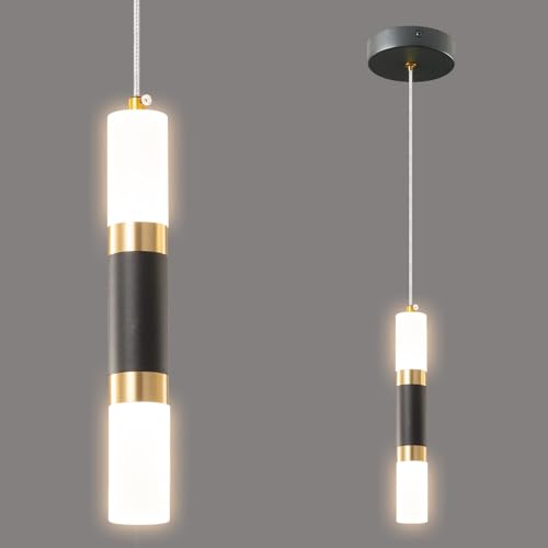 Image of Modern Kitchen Island Light Fixture Dimmable LED Black Mini Pendant Light Bedroom Bedside Table Black Gold Small Pendant Lighting (1-Pack)