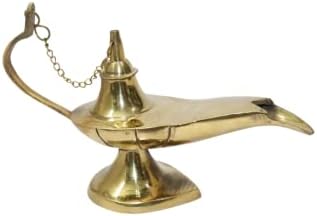 LAKSHMI’S EAGLE Brass Oil Lamp Aladdin Lamp Indian Crafts Religious Items for Home Decoration Metal Indian Oil Lamp Puja Ghee Lamp Genie