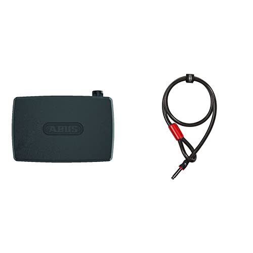 ABUS Alarmbox 2.0 - Mobile Alarmanlage mit Anschlussmöglichkeit für Ketten & Kabel - Schwarz & Rahmenschloss-Einsteckkabel - Adaptor Cable 12/100 - Fahrradschloss mit 100 cm Länge - 12 mm Stahlkabel