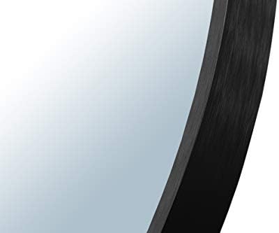 Metal Round 24inch Wall-Mounted Mirror Frame, 60x60 CM Circle Mirror Frame (Aluminum Shiny Brushed), for Bedroom Bathroom Living Room and Entryway (Black)