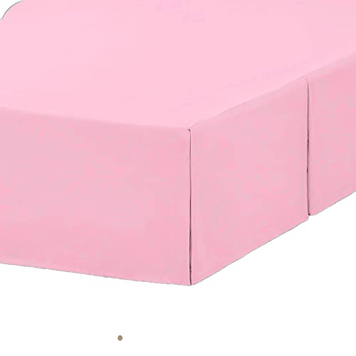 AmigoZone Plain Cotton Percale Platform Base Valance Pleated (Pink, Double) - Image 2