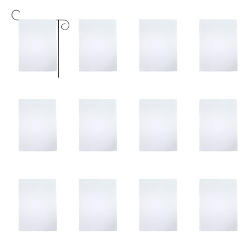 FLAGLINK Solid White Blank Garden Flags 12x18inches,Outdoor Yard Decorative Flags For Vinyl (HTV) Heat Press Custom Garden Yard Decorate,12 Pcs Without Stand
