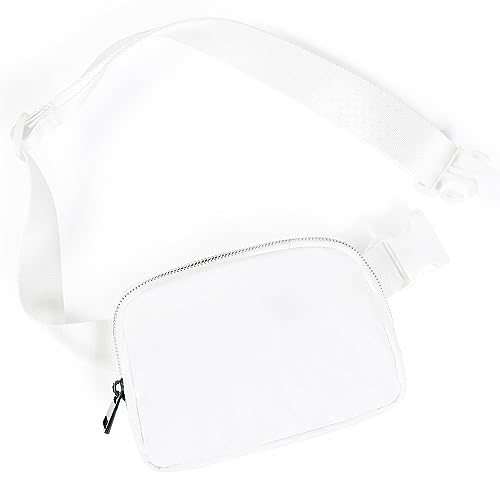 ODODOS Unisex Mini Belt Bag with Adjustable Strap Small Fanny Pack for Workout Running Traveling Hiking White