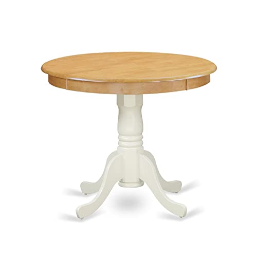 East West Furniture Wooden Dining Ant-Olw-Tp Wood Kitchen Table With Oak Round Tabletop And 36 X 29.5-Linen White Finish #TOP5