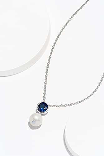MORGAN & PAIGE .925 Sterling Silver Rhodium Plated Freshwater Cultured Pearl and Birthstone Dainty Necklaces for Women - Silver Necklaces for Women, Hypoallergenic Jewelry, 18 Inch Chain4