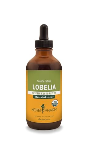 Herb Pharm Certified Organic Lobelia Liquid Extract Drops for Musculoskeletal System Support 4 Oz