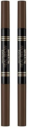 Max Factor Real Brow Fill & Shape Pencil, Farbe 03 Medium Brown, 10 g (Packung mit 2)