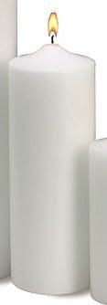 3" X 9" Solid White Stearine Pillar Candle