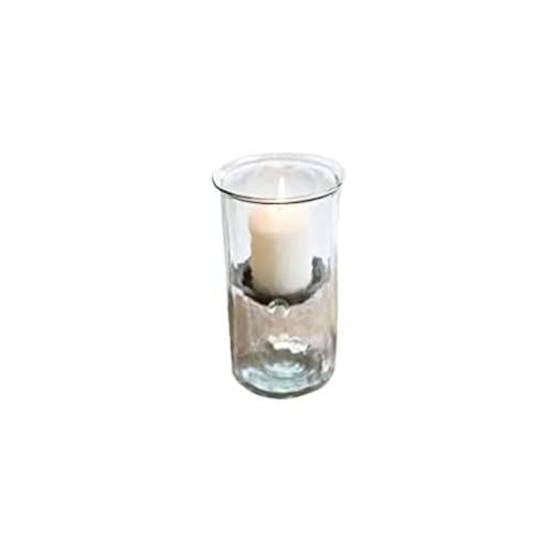 First of a Kind Glass Hurricane Pillar Candle Holder with Rustic Metal Insert, Perfect as a Centerpiece (10